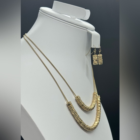 Thalia Sodi Gold Tone Gold Bead Necklace & Earrings Set - Picture 2 of 8